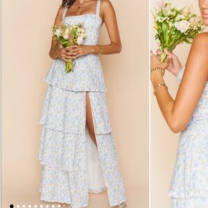 Floral Tiered Maxi Dress with Slit